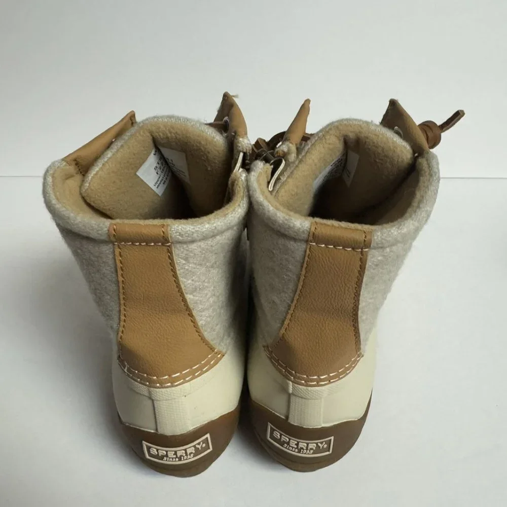 Sperry Women's Saltwater Emboss Wool Boots Ivory Size Size 7 M